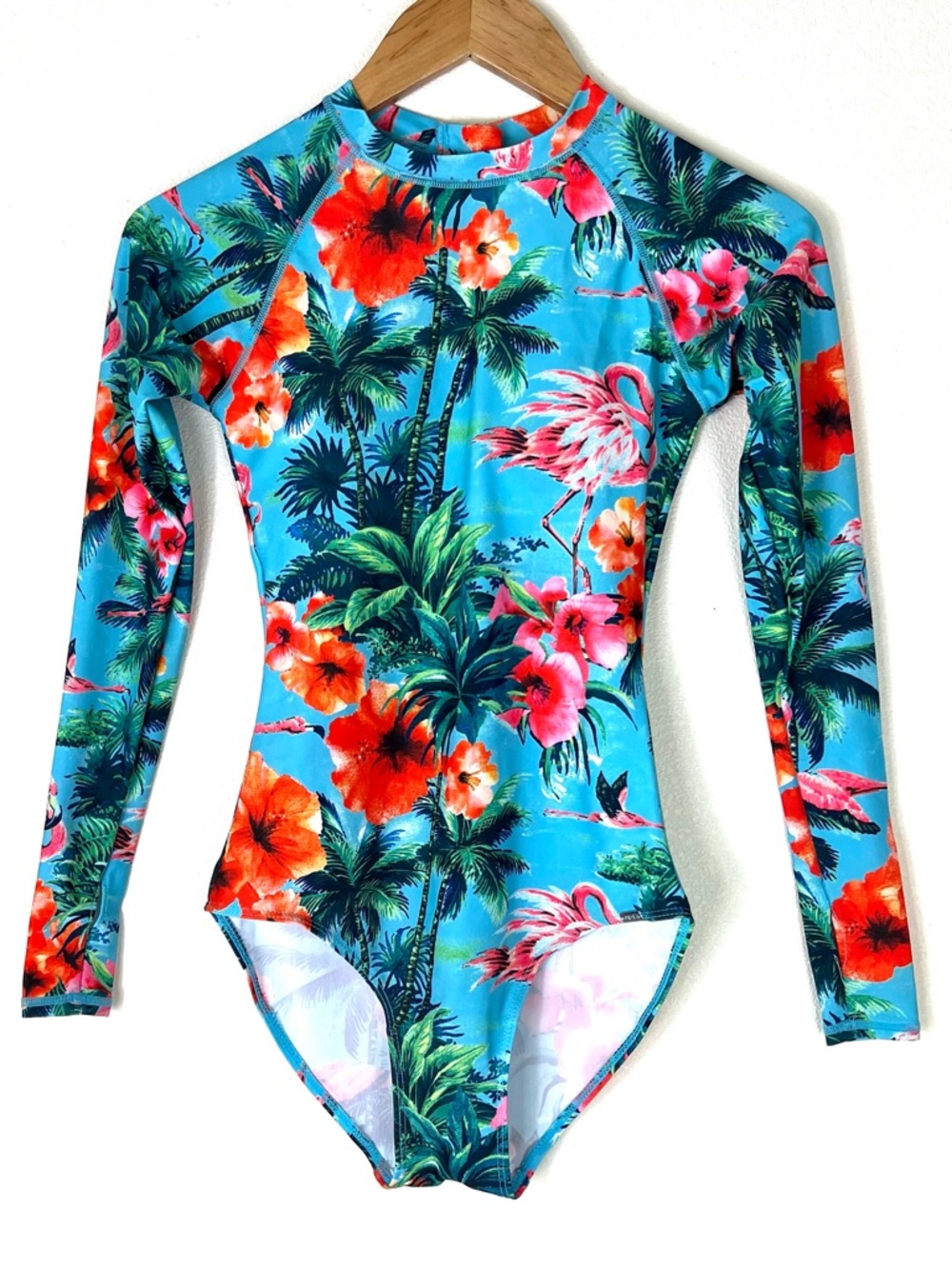 Axesea Tropical Floral Long Sleeve One Piece / Rash Guard Extra Small
